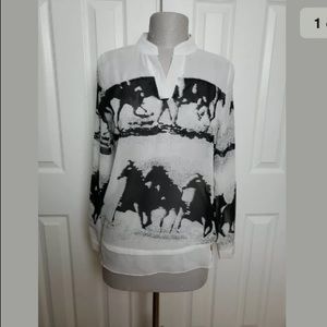 Sheer Long Sleeve Wild Horses Western Tunic Top